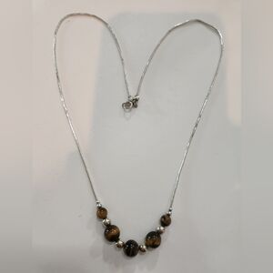 Elegant Tiger Eye & Sterling Silver Necklace